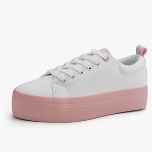 Jabasic White and Pink Women's Sneakers